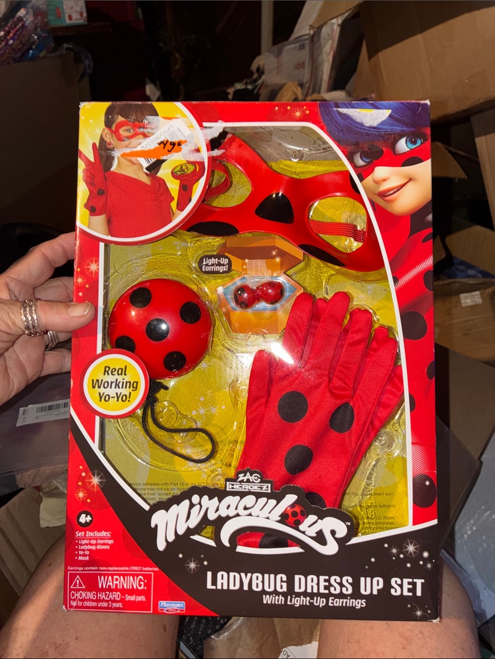 Miraculous Ladybug Red Dress Up Set with Gloves, Mask light up earrings & Yo-Yo